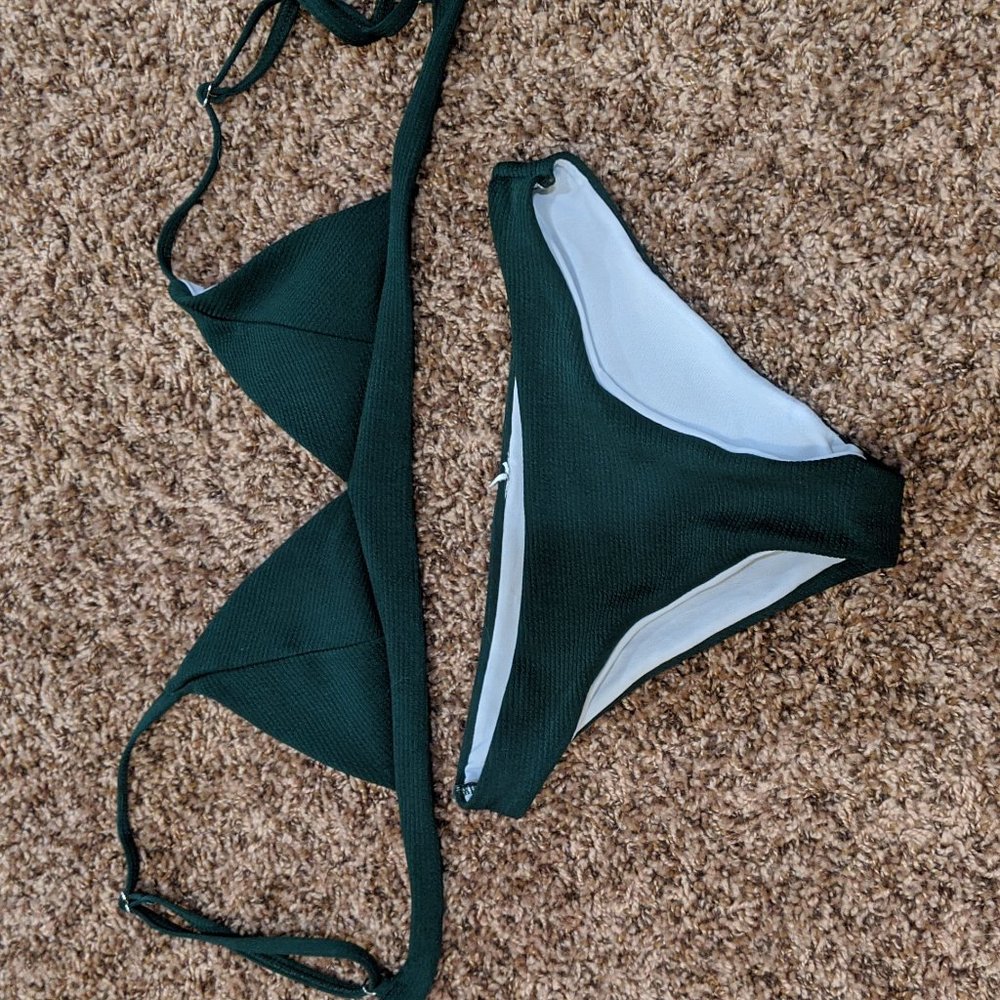 Zaful dark green bathing suit